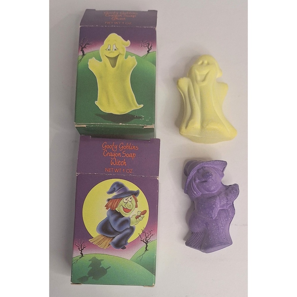 vtg‎ Avon Goofy Goblins ghost witch crayon soap Halloween lot of 2